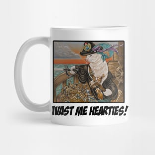 Ferret Pirate and Egyptian Treasure - Avast Me Hearties - Black Outlined Version Mug